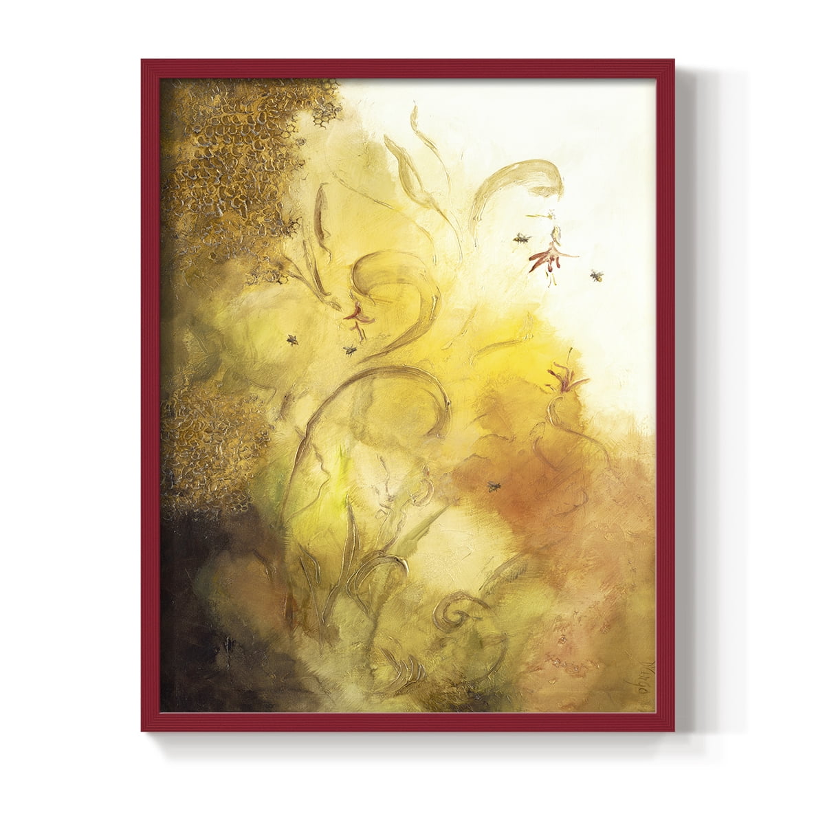 Nectar III Framed Print in Red Solid Wood Framed Print No Nail Hanging