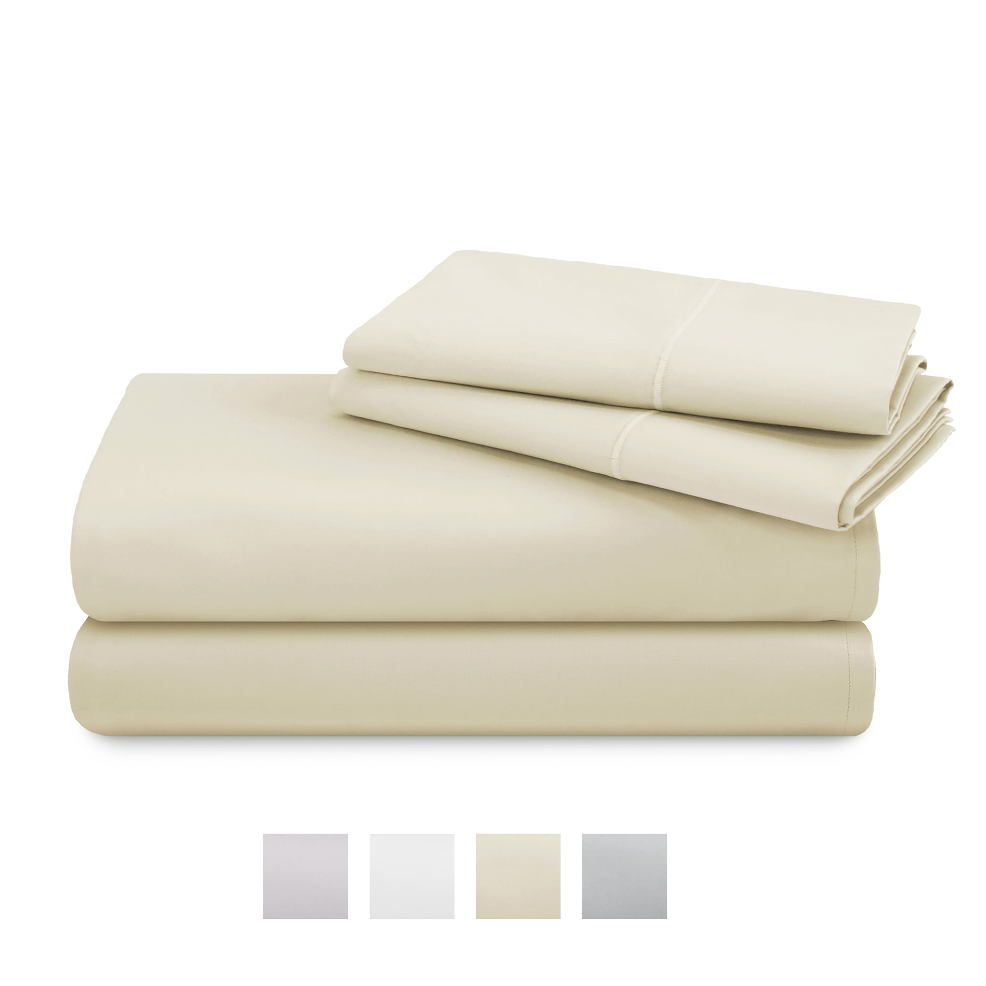 Nectarsoft 600 Thread Count Sateen Sheet Set, King, Vanilla Ice