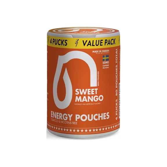 Nectr Caffeine Energy Pouches, Sweet Mango Flavor, 50MG, Dietary Supplements, 4 Count