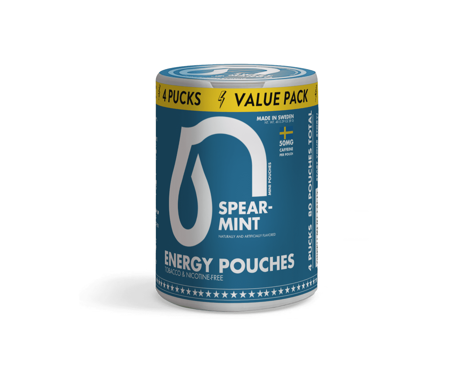 Nectr Energy Pouches with 50MG Caffeine and Spearmint Flavor, 4 Count