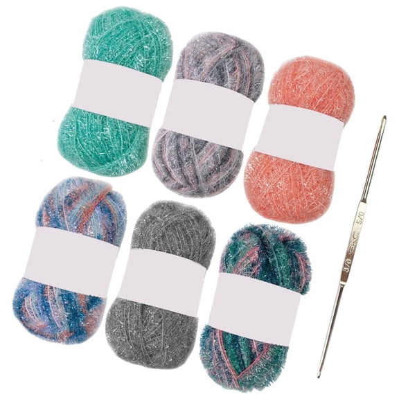Necvior 1.76oz Colored Scrubby Yarn for Dishcloths Crocheting Sparkling Polyester Yarn