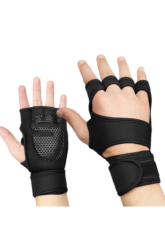 1 Pair Weight Lifting Gloves Wrist Wraps Support Lifting Gloves Hand Grip with Wrist Support for Women Man Weightlifting