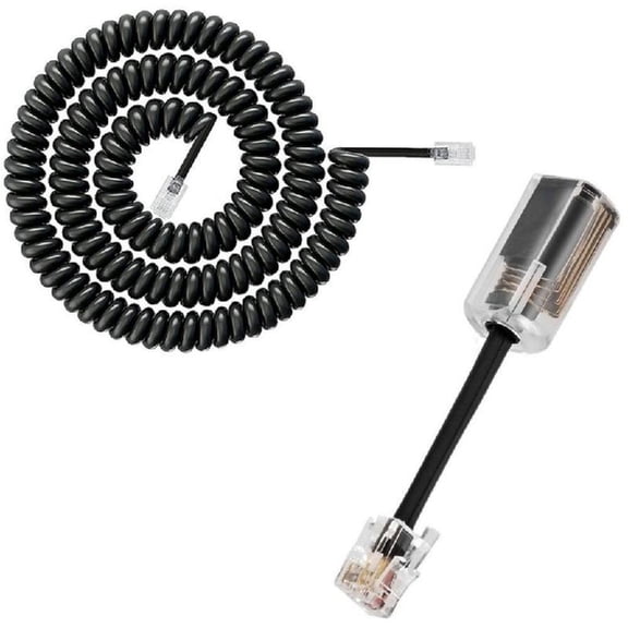 Necvior 1 Set RJ9 Telephone Handset Cord Telephone Cord Detangler 360 Degree Rotating Landline Cable Telephone Accessories
