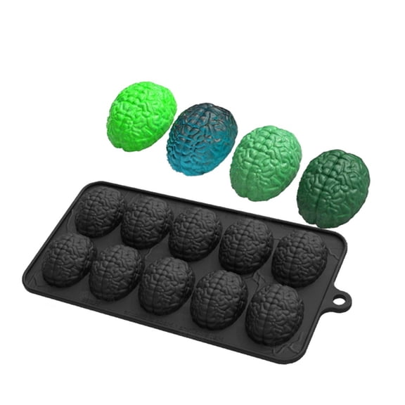 Necvior 10 Cavity Silicone Brains Mold for Fondant Cake Creative Chocolate Mould Heat Resistant Dessert Baking Moulds