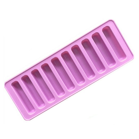 Necvior 10-Grids Stick Shape Tray Silicone Cylinder Mold Reusable Ice Maker Easy Release Jelly Chocolate Mold