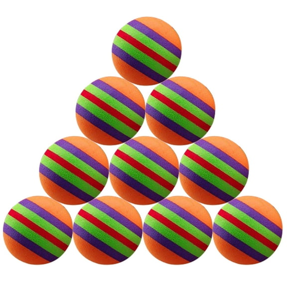 Necvior 10 Pcs Colorful Rainbow Balls Pet Puppy Dogs EVA Foam Balls Throwing Interactive Balls Training Playing Chewing Balls