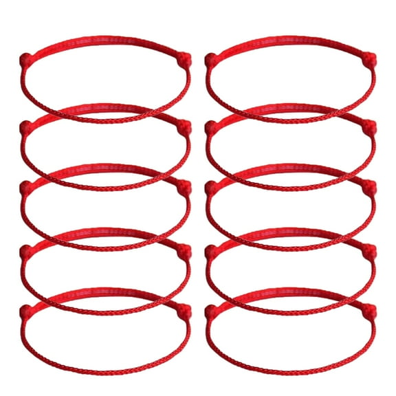 Necvior 10 Pcs Fashion Red String Bracelet Simple Thin Rope Bracelet Adjustable Braid Rope Wristband Bangles for Women Girls