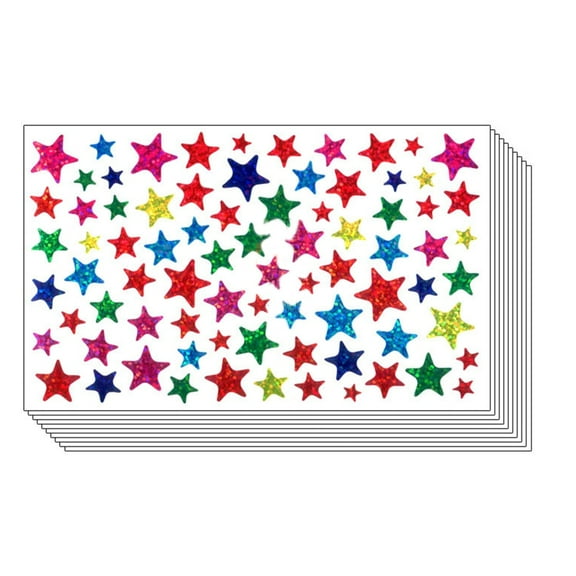 Necvior 10 Sheets Star Sticker Water Bottle Sticker Decorative Sticker Rewards Decal Holographics Sticker for Scrapbooking