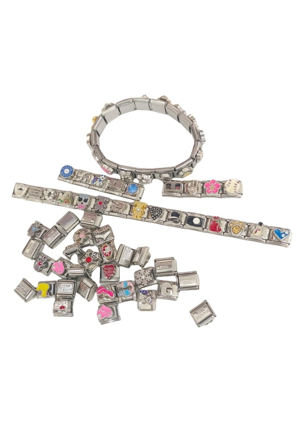 100Pcs Interchangeable Italian Charm Bracelet Link Stainless Steel Handchain Module Fashionable Jewelry Making Kits