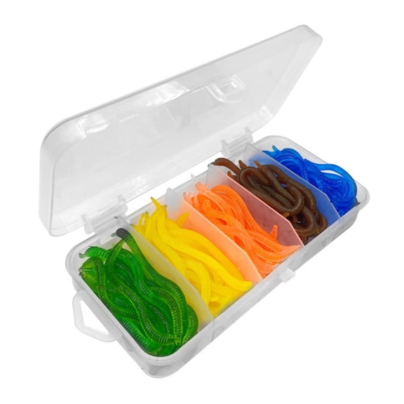 Necvior 100Pcs Soft Fishing Lures Artificial Baits Jigging Wobblers Earthworms Baits Soft Wobblers Lures Baits Easy Use