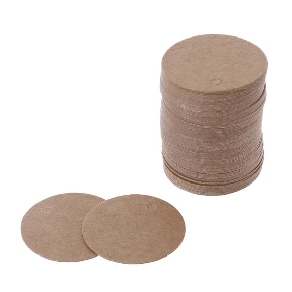 Necvior 100pcs Blank Kraft Paper Hang Tags Wedding Party Favor Label Price Gift Card 4cm
