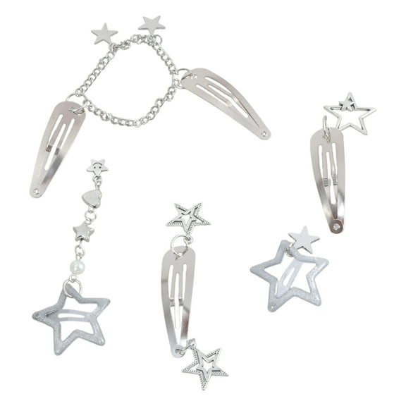 Necvior 10Pcs/5Pcs Stylish Star Hair Clips Women Barrettes for Gothic and Punk Outfits