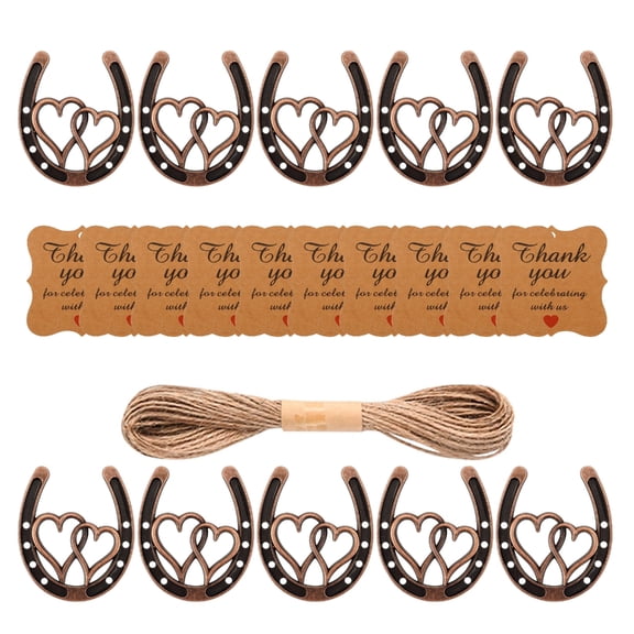 Necvior 10Pcs Metal Horseshoes Bag Pendant Horseshoe Key Pendant Alloy Party Favors Suitable for Birthday Western Party Gifts