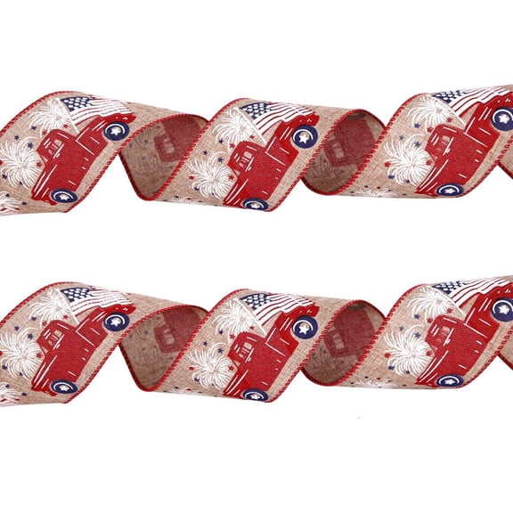 Necvior 10m Independence Day Ribbon USA Flag Printed Ribbons Memorial Day Decorations