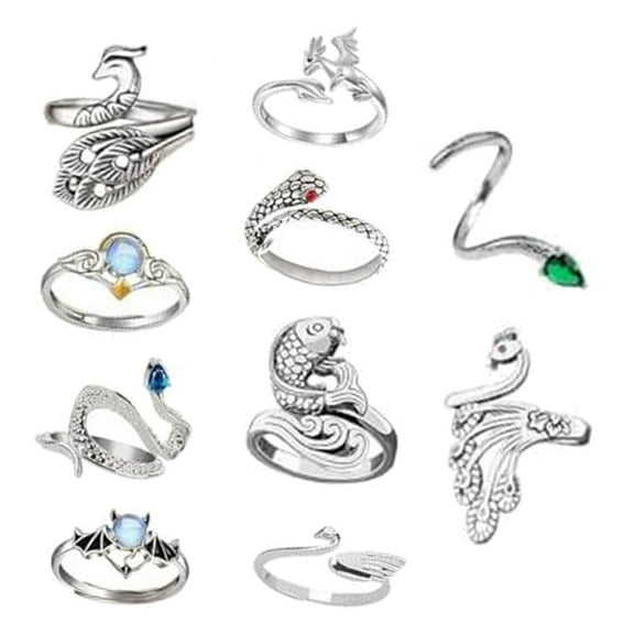 Necvior 10pcs Crochet Rings Adjustable Thumb Rings Alloy Yarn Tension Rings Crocheted Accessory Kits Knitting Crocheting Tool