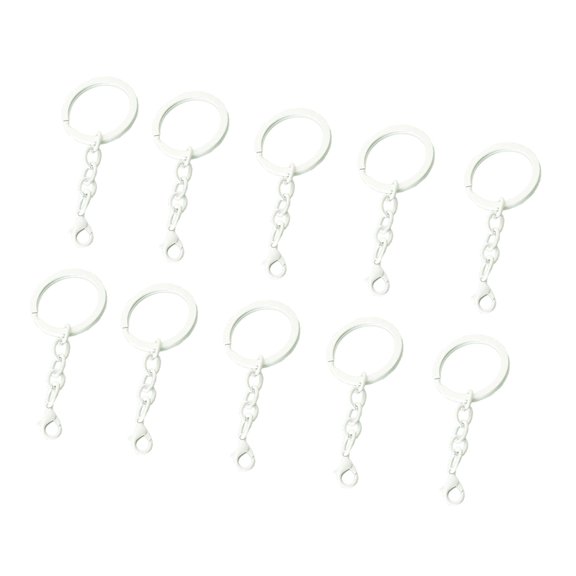Necvior 10pcs Keychain Rings Mixed Color Metal Key Rings with Chains for Everyday Use