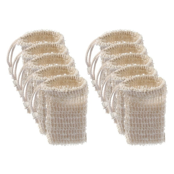Necvior 10pcs Soap Bag Natural Sisal Soap Saver Bag Mesh Net Foaming Drying Soap Holder for Shower Bath Use