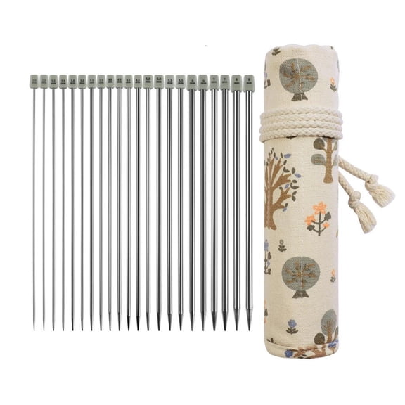 Necvior 11Pairs Single Pointed Knitting Needle Straight Stainless Steel Knitting Needle