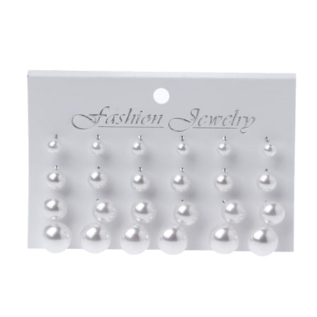 Necvior 12 Pairs Shining Simulated Pearl Stud Earrings Set Surprise Gift for Girlfriend