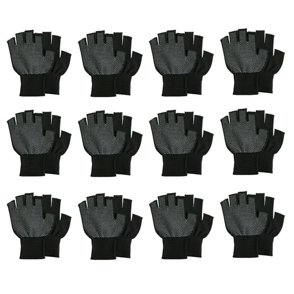 Necvior 12Pair Nonslip Half Finger Gloves Breathable Workout Gloves for Driving, Cycling, Hunting, Motorcycle, Climbing
