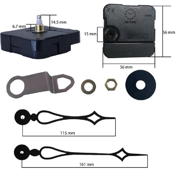 Necvior 12in 14In High Torque Long Shaft Clock Movement Mechanism Long Spade Hands