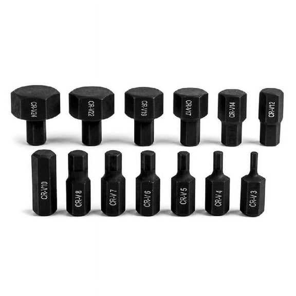 Necvior 14Pcs Hexagon Bit Socket Set 3-24mm Allen Key Wrench Head Tool For inch Screw Driver