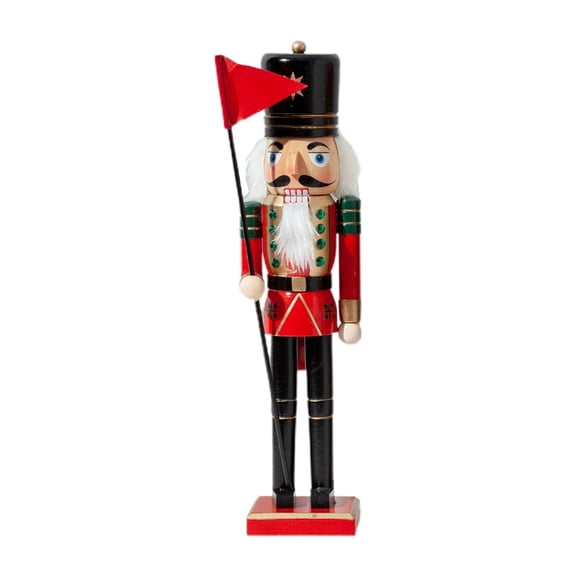 Necvior 15 Inch Flag Bearer Wooden Christmas Nutcracker King Soldier Figurine Toy Ornaments for Holiday Christmas Decorations