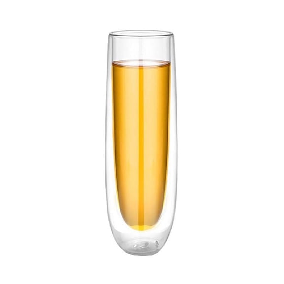 Necvior 150ML Double Walled Crystal Champagne Flute Glasses Juice Glass Cup Easy to Use