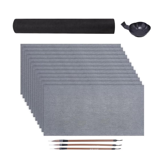 Necvior 16Pcs Beginner Chinese Calligraphy Set with Water Writing Cloth Wood Brush