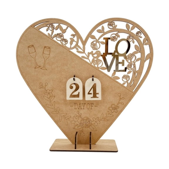 Necvior 1Set Wood Wedding Countdown Calendar Multifunction Decoration Supplies