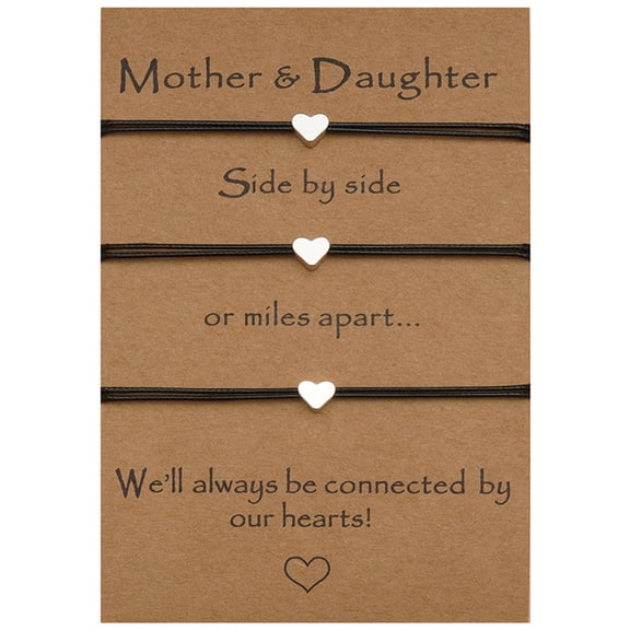 Necvior 2/3 Pcs Unique Promise Bracelet with Heart Charm Adjustable Cord Matching Relationship Bracelet Woven Rope Wristband