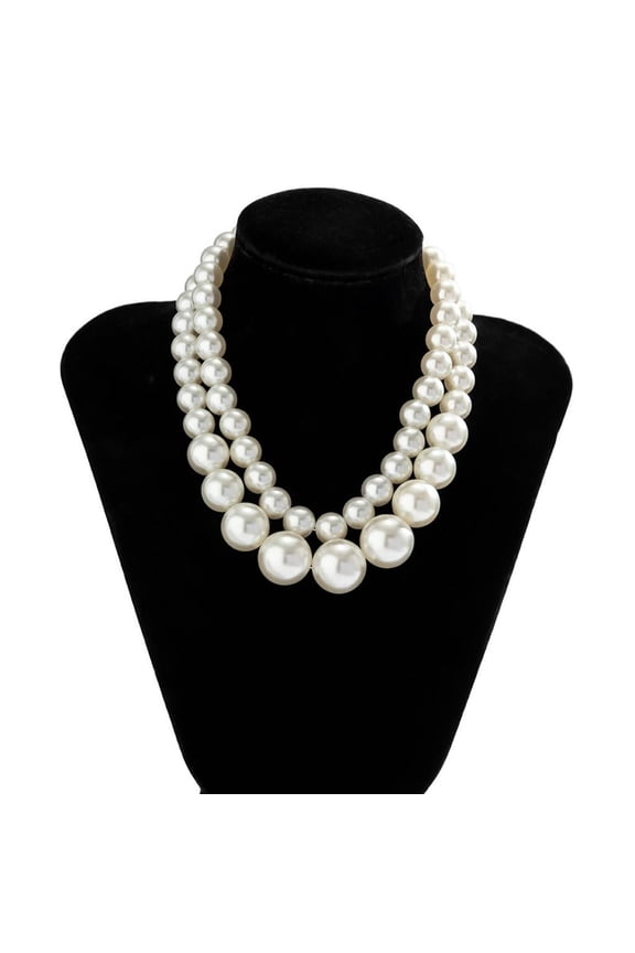 2 PCS Retro Bead Necklace Pearls Linked Necklaces Pearls Necklaces Neck Jewelry Pearls Material Chain Necklace for Daily
