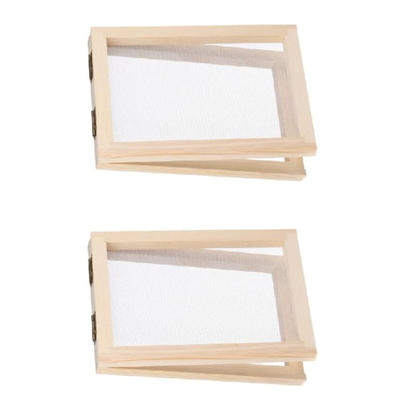 Necvior 2 Pack Wood Paper Making Screen Papermaking Mold for DIY Dried Flower Handcraft