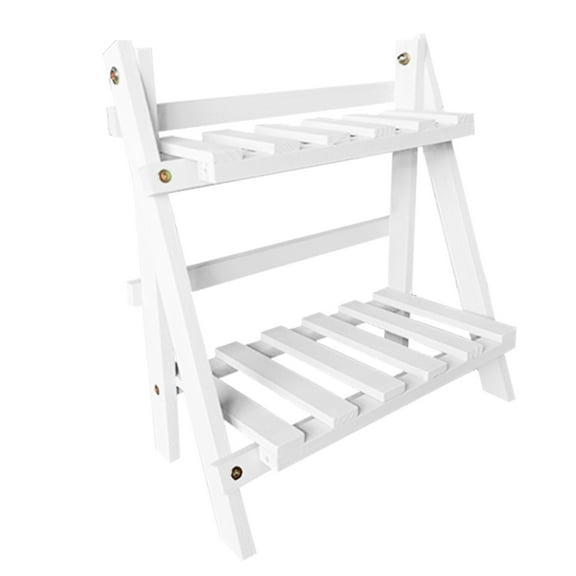 Necvior 2 Tier Wood Storage Shelf Desktop Wooden Rack Plant Pot Flower Basket Stand