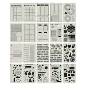 Necvior 20 Pcs Journal Stencils Drawing Templates for Planner Notepad Journal Notebook Scrapbook Daily Scheduling