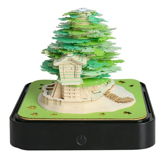 Necvior 2025 Light Up Desk Calendar, 3D Paper Carving Art Calendar Note Pad 2025 Timepie