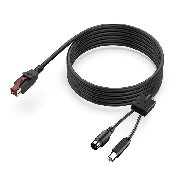 Necvior 24V Power USB to 3Pin Power Din Male USB2.0 B Male Cable for Industrial Medically