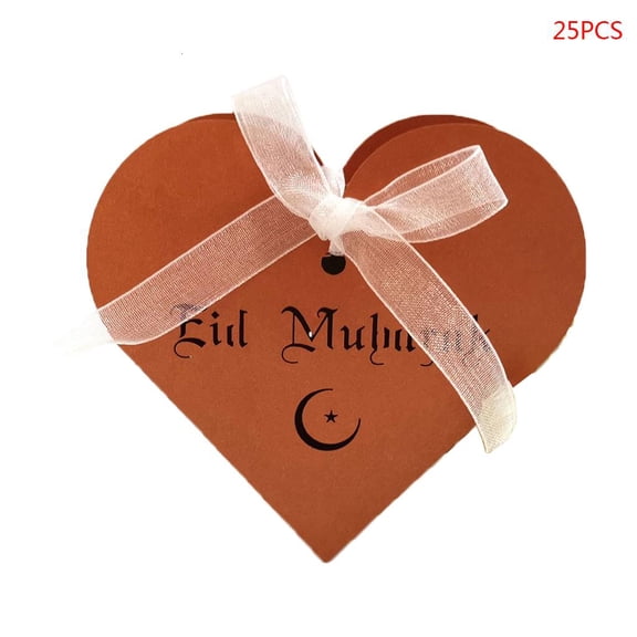 Necvior 25pcs Laser Cut Hollow Love Heart Chocolate Candy Box With Ribbon Happy Eid Muba