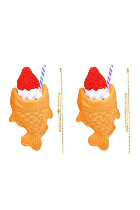 2Pcs Cartoon Styles Taiyaki Key Pendants Comfortable Grips PVC for Daily Use
