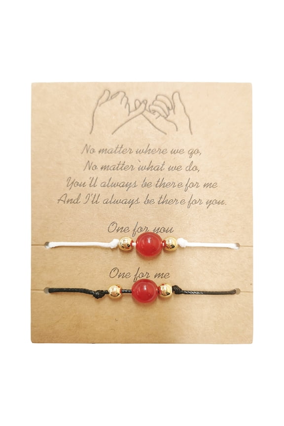2Pieces Carnelian Crystal Pendant Bracelets Gemstone Adjustable Bracelet Jewelry