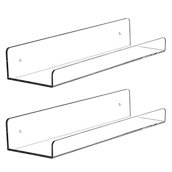 Necvior 2pc Acrylic Floating Shelves Adhesive Invisible Wall Shelf No Drilling Organizer