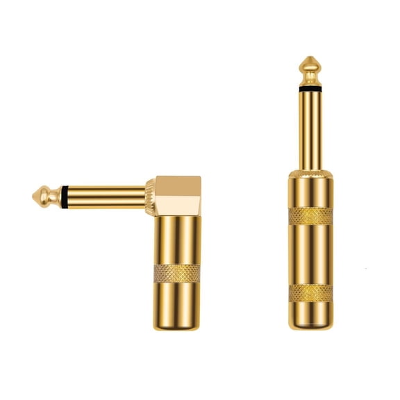 Necvior 2pcs/set DIY 6.35mm Plugs Connectors 6.35 Welding Plugs Convenient Portable Connection 1/4inch Plugs Welding Type