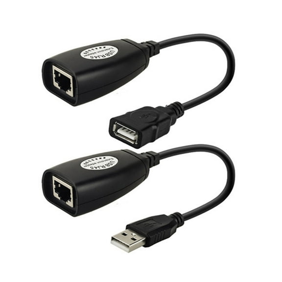 Necvior 2Pcs USB to RJ45 LAN Cable Extension Adapter Extender 50M Distance Over Cat5E Cat6 Patch Cord Networking Accessories
