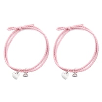 Necvior 2x Magnetic Couple Bracelet Set Heart Pendant Matching Wirstband Forever Love Jewelry Gifts for Couple Best Friends