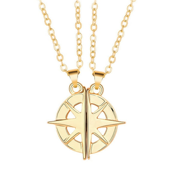 Necvior 2x Magnetic Couple Pendant Six-pointed Star Necklace Xmas Gift for Friends