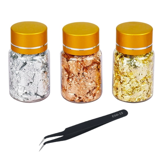 Necvior 3 Box Broken Gold Silver Copper Foil DIY Nail Art Crafts Painting Decorations