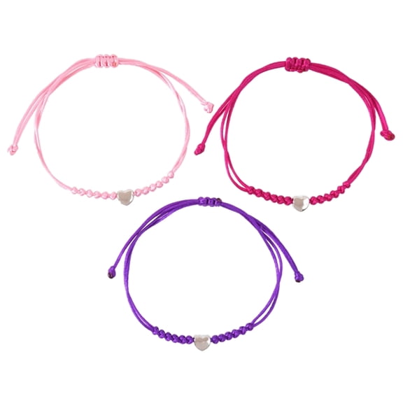 Necvior 3 Pcs European American Alloy Mother-Child Heart-Shaped Mother's Day Bracelets