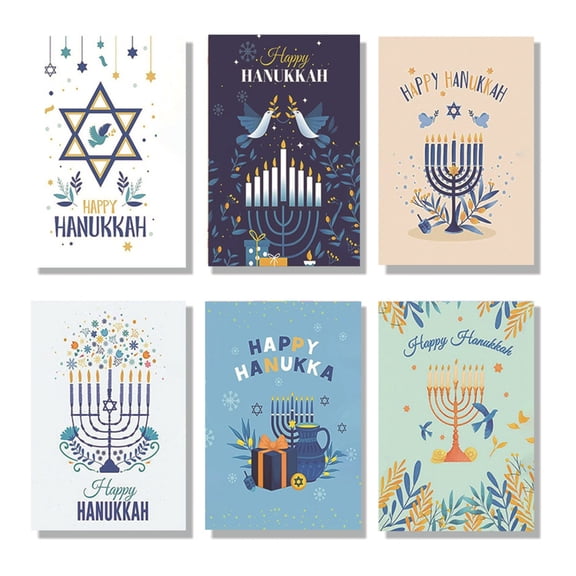 Necvior 30Pcs Menorah Bird Hanukkah Greeting Card Holiday Jewish Chanukkah Note Card