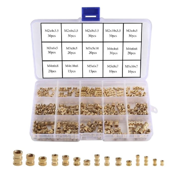 Necvior 330pcs/set Brass Threaded Inserts Assortment for DIY & Repair Project Variety