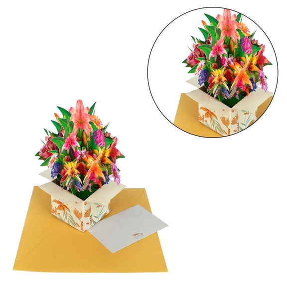 Necvior 3D PopUp Bouquet Paper Flowers Card Rose/Lilies/Sunflowers/Tulips/Carnations